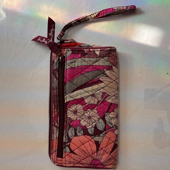 Vera Bradley Quilted Zip Around Wristlet Wallet Floral Pink - Picture 13 of 16